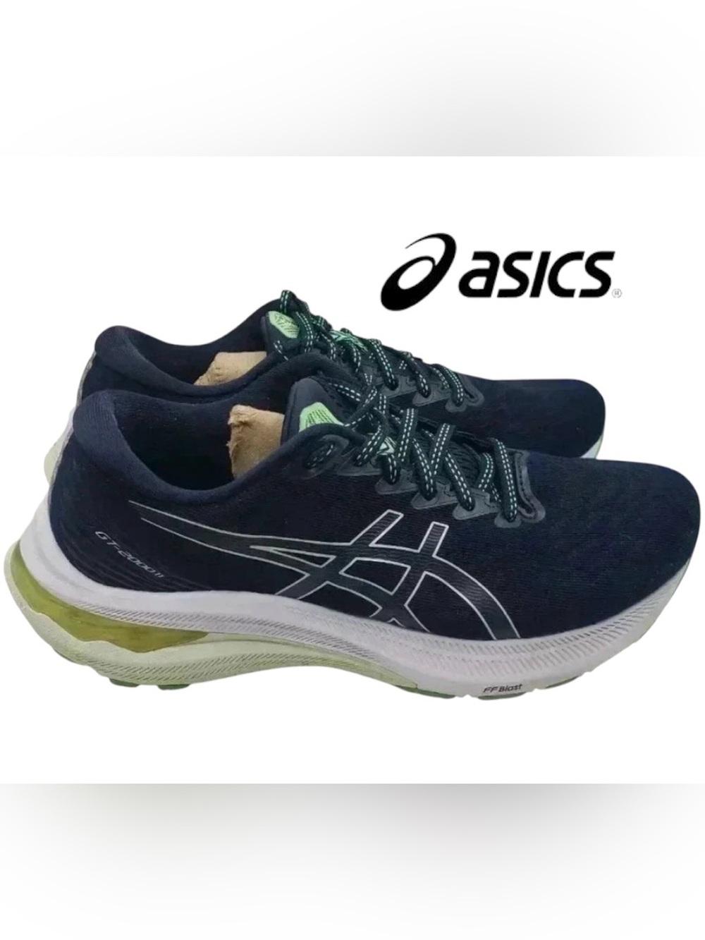 🩵Asics women’s Navy Blue and Lime Green Running Shoes